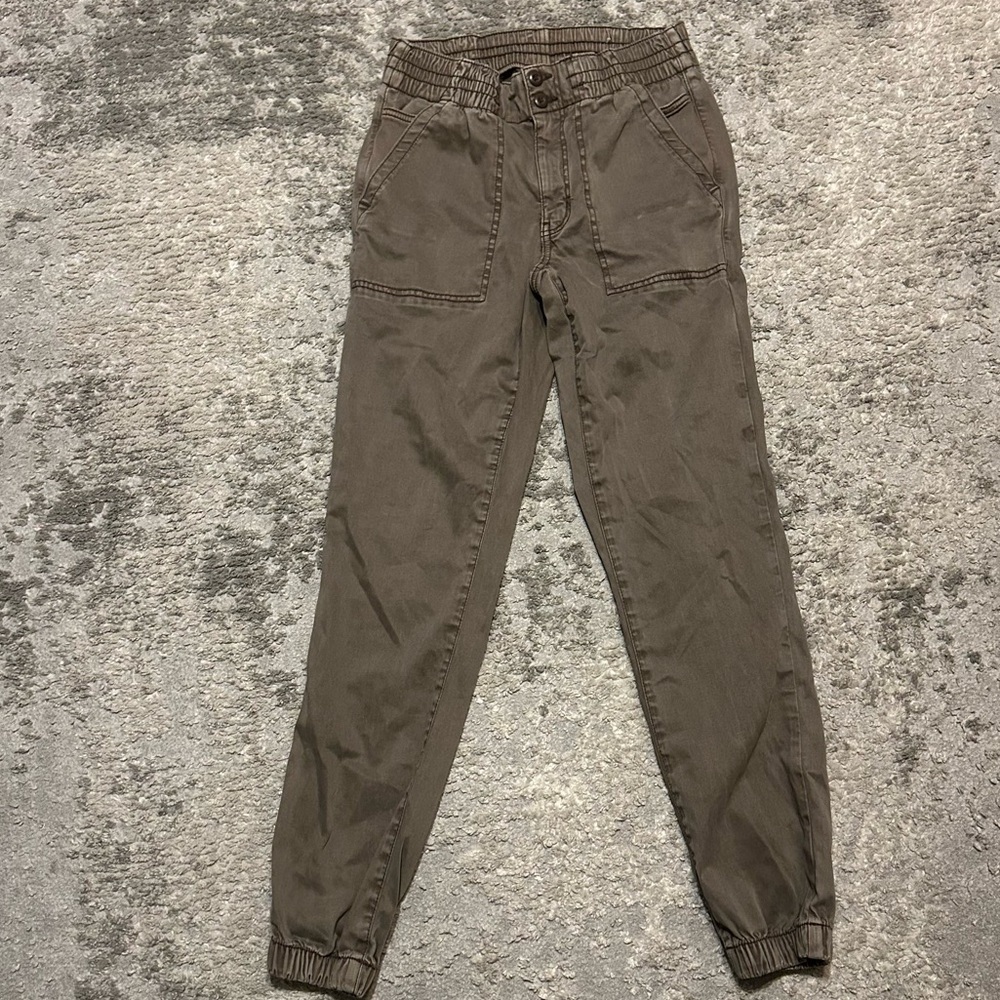 American Eagle Women’s Size 8 Reg Green Jean Joggers Double Button Pull On Baggy
